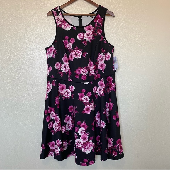 City Studio Floral Print Fit & Flare Dress 20W - Picture 4 of 12
